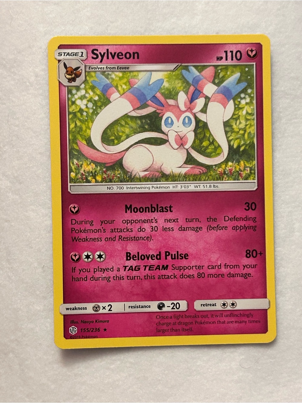 Pokémon TCG Sylveon 155/236 Cosmic Eclipse Rare Eeveelution Card NM 2019